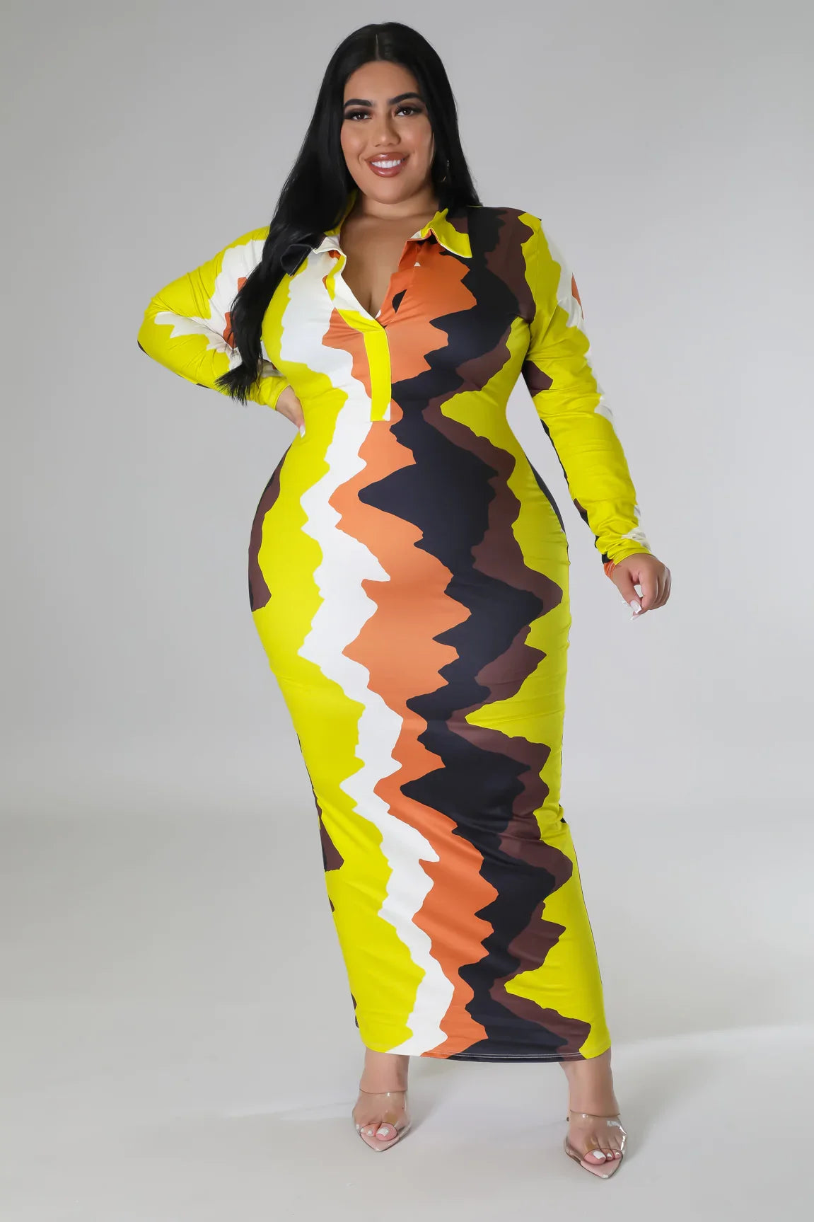 Multi Zig Zag Midi Dress