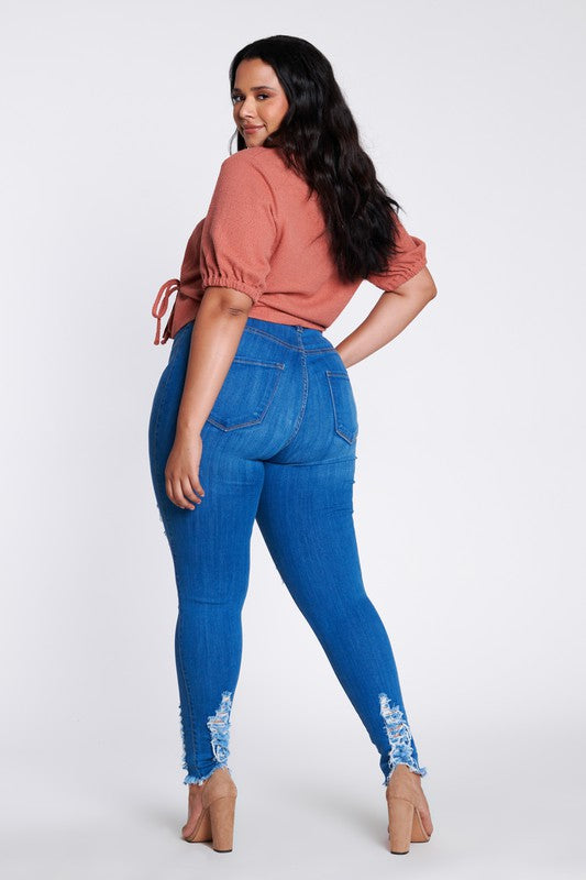 Denim Distressed Skinny Jeans