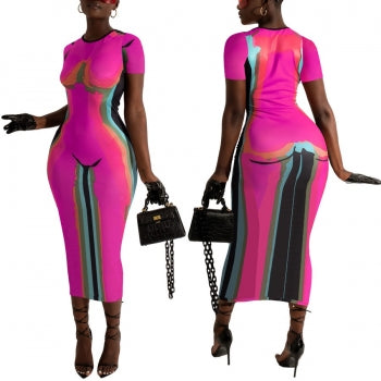 Pink Neon X-Ray T-Shirt Dress