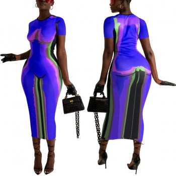 Blue Neon X-Ray T-Shirt Dress
