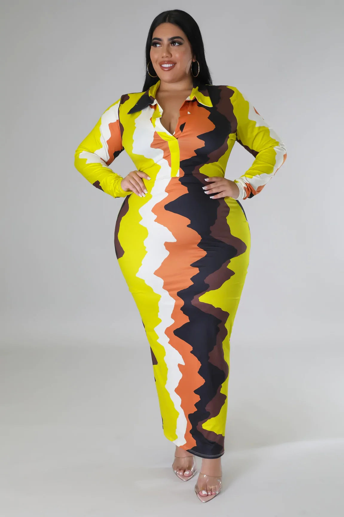 Multi Zig Zag Midi Dress