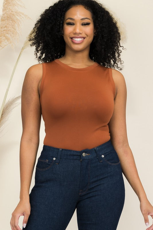 Rust Sleeveless Bodysuit