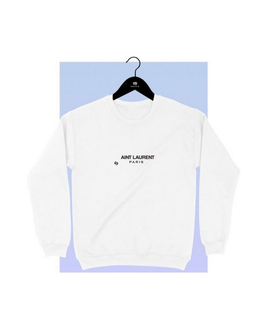 White S aint Laurent Paris Crewneck Sweatshirt